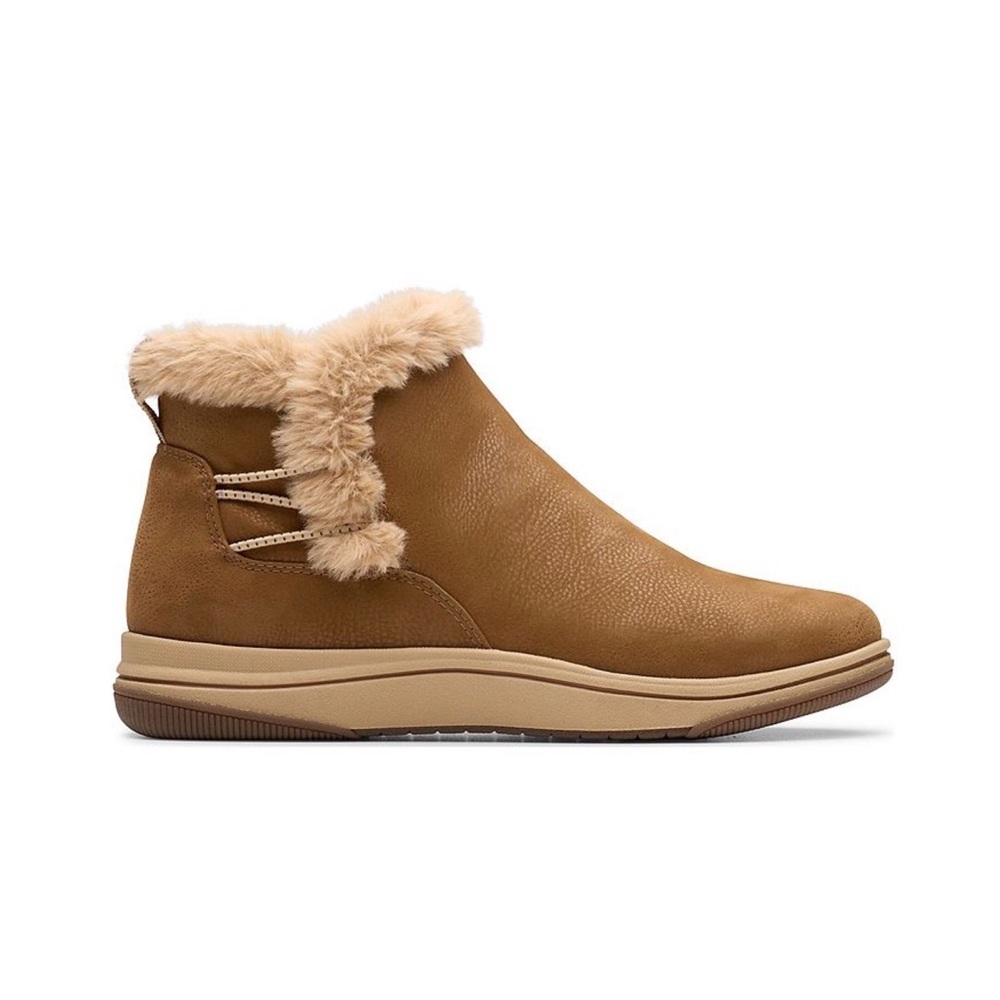 Clarks Brown Ankle Boots with Faux Fur